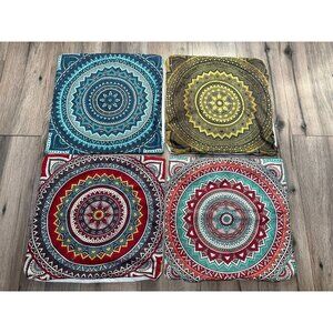 4 Throw Pillow Cases Retro MCM Print Vibrant Colorful Unbranded READ